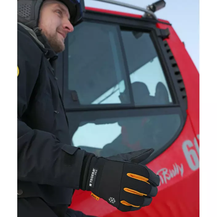 Tegera Pro 9130 vinter arbejdshandsker, Sort/grå/orange, large image number 1