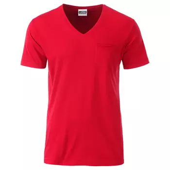 James & Nicholson T-shirt med brystlomme, Rød