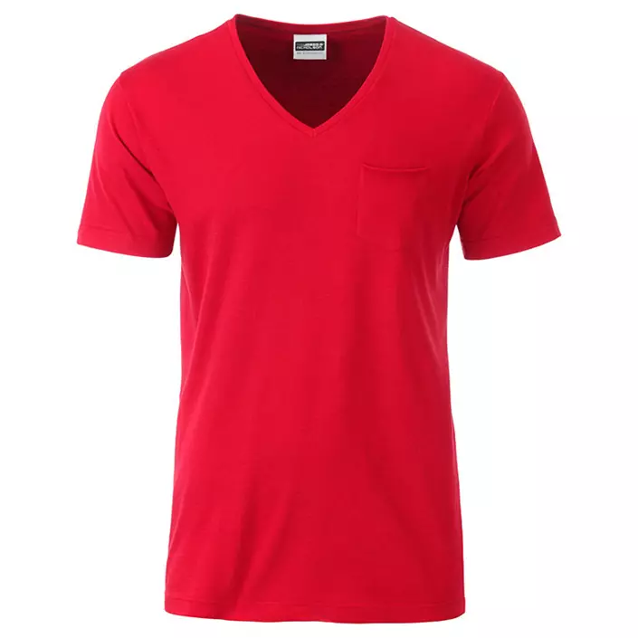 James & Nicholson T-shirt med brystlomme, Rød, large image number 0