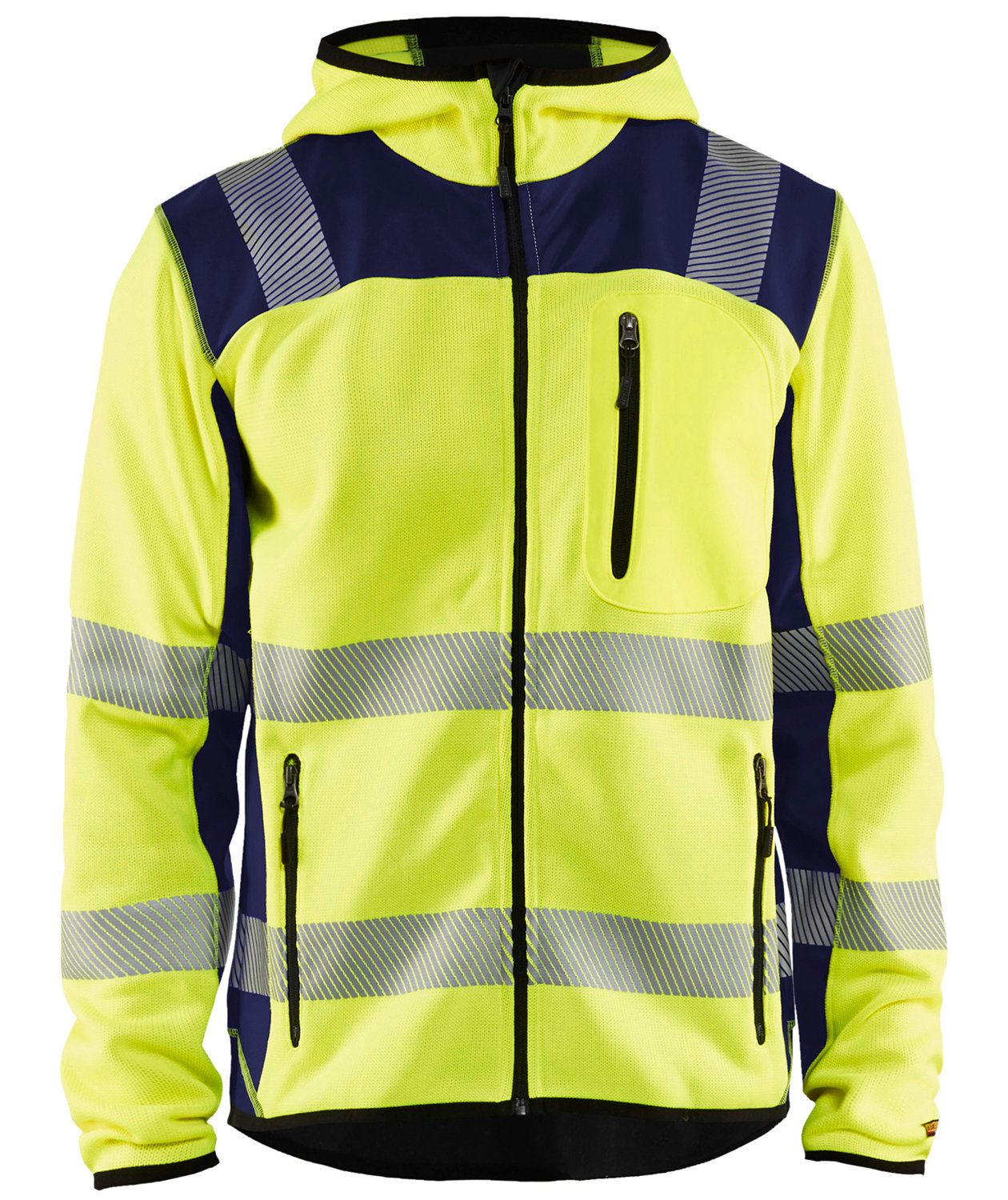 Bl&aring;kl&auml;der knitted softshell jacket, Hi-Vis yellow/marine, large image number 0