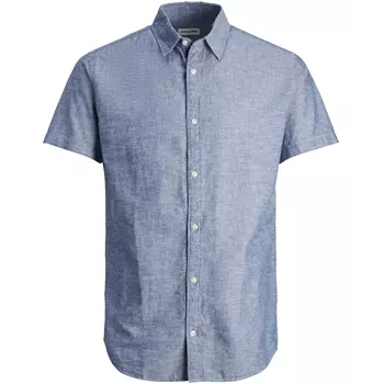 Jack & Jones Plus JJELINEN kortärmad skjorta med linne, Faded Denim