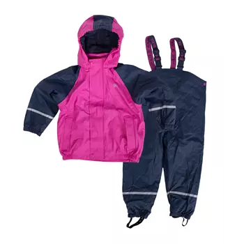 Elka regnsæt med fleecefor til børn, Navy/Pink
