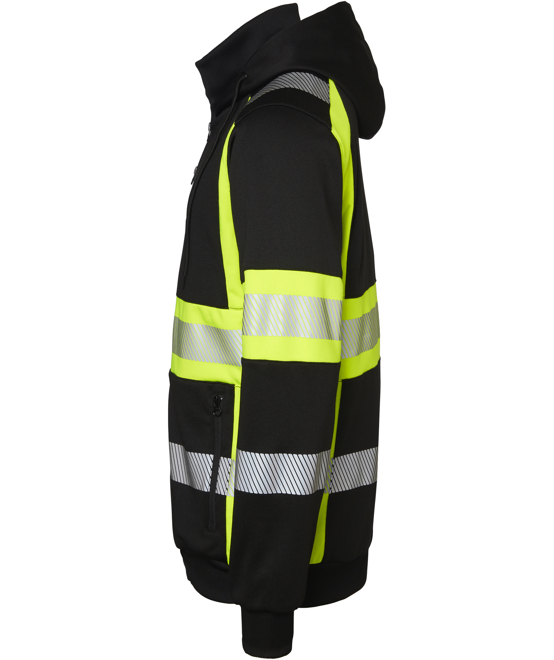 Top Swede hoodie with zipper 603, Black/Hi-Vis Yellow, large image number 3