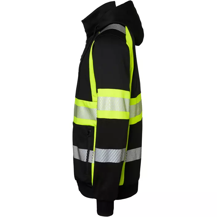 Top Swede Hoodie mit Reißverschluss 603, Schwarz/Hi-Vis Gelb, large image number 3