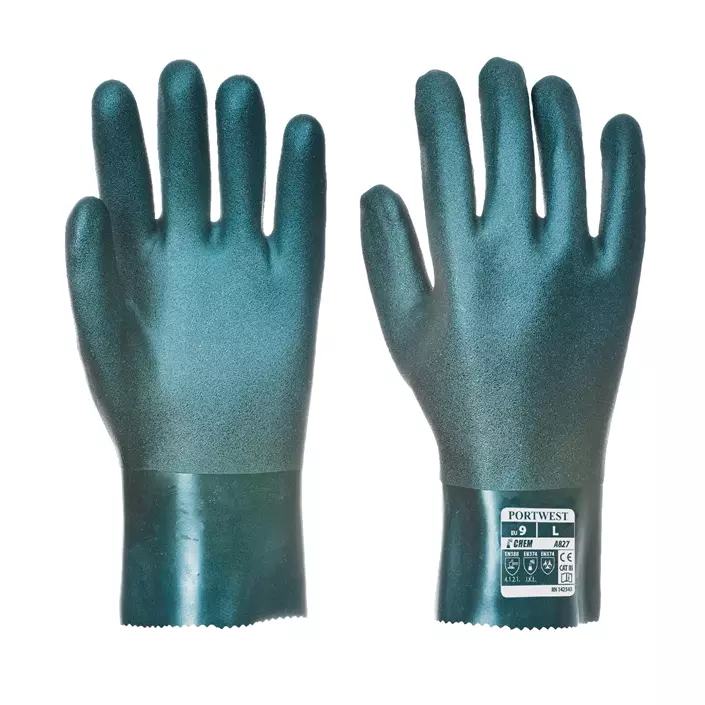 Portwest PVC chemical gloves 27 cm, Green, Green, large image number 0