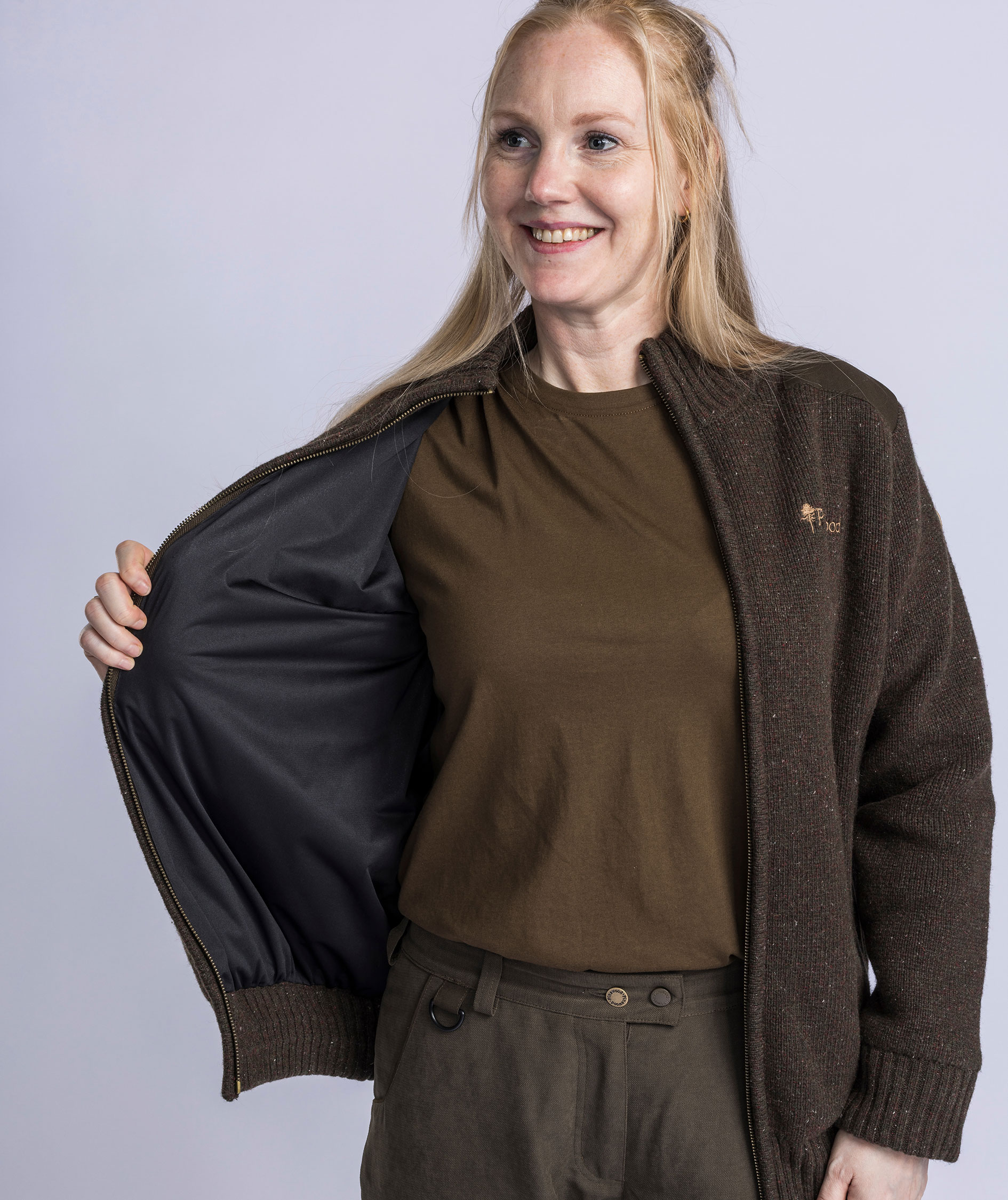 Pinewood Hurricane dame cardigan med uld, Dark brown melange, large image number 3