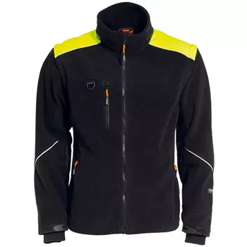 Tranemo 2-in-1 fleece jacket, Black/Yellow