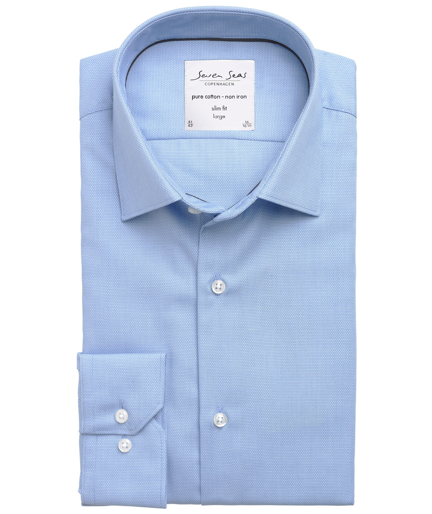 Seven Seas Dobby Royal Oxford Slim fit shirt, Light Blue, large image number 4