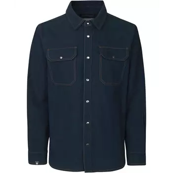 ID Modern fit langærmet flannelsskjorte, Navy