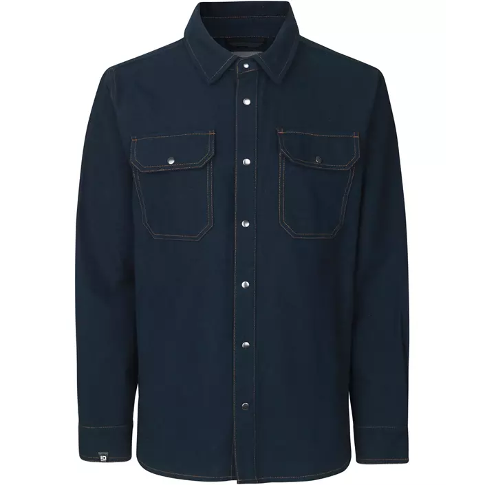 ID Modern fit langærmet flannelsskjorte, Navy, large image number 0