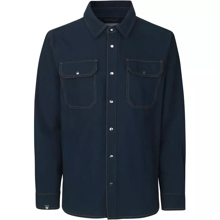 ID Modern fit long-sleeved flannel shirt, Navy, large image number 0