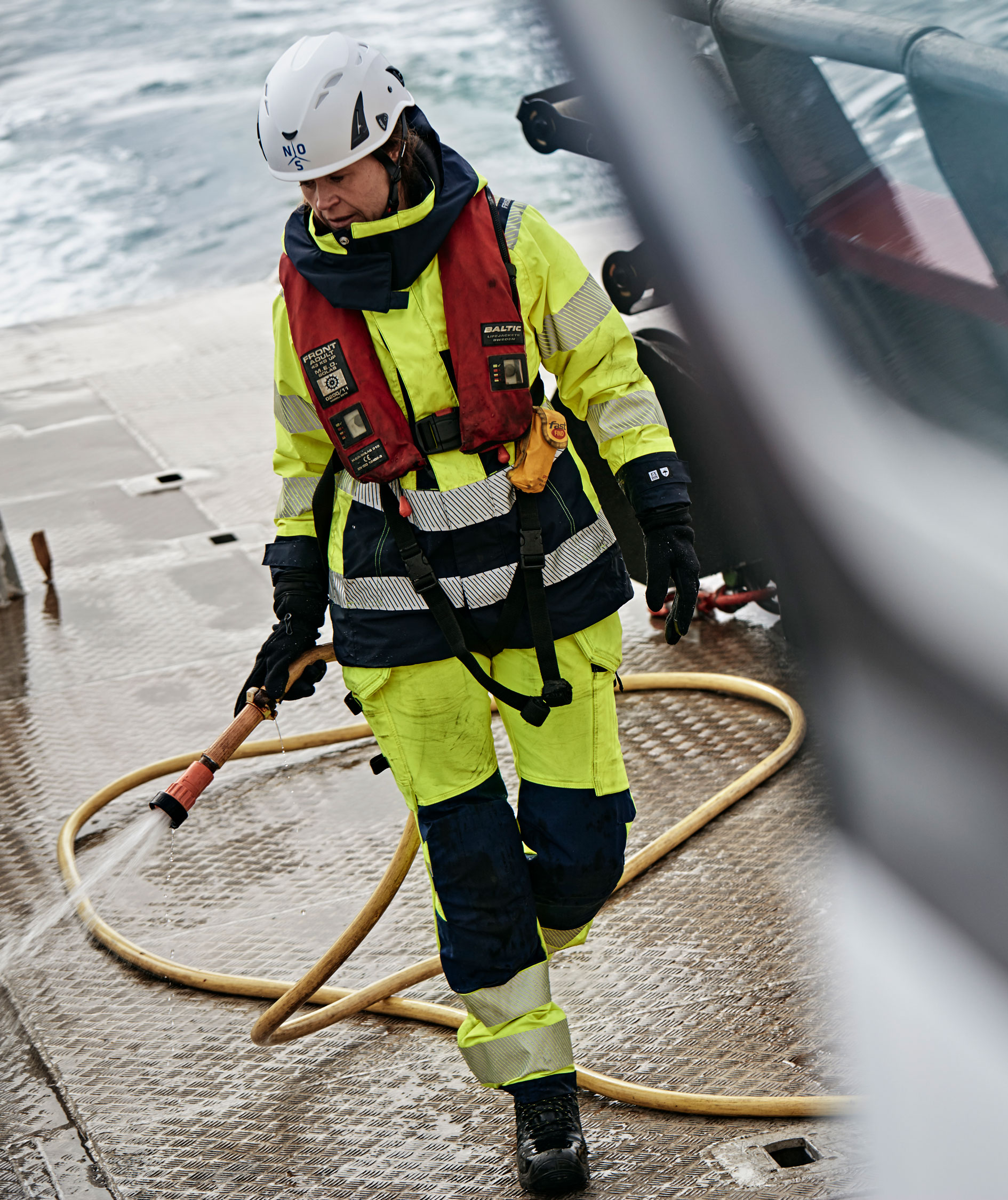 Fristads Green women's craftsman trousers 2664 GSTP full stretch, Hi-Vis yellow/marine, large image number 5