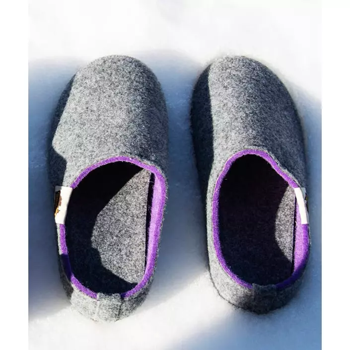Gumbies Outback Slipper slippers, Grey/Lilac, large image number 2