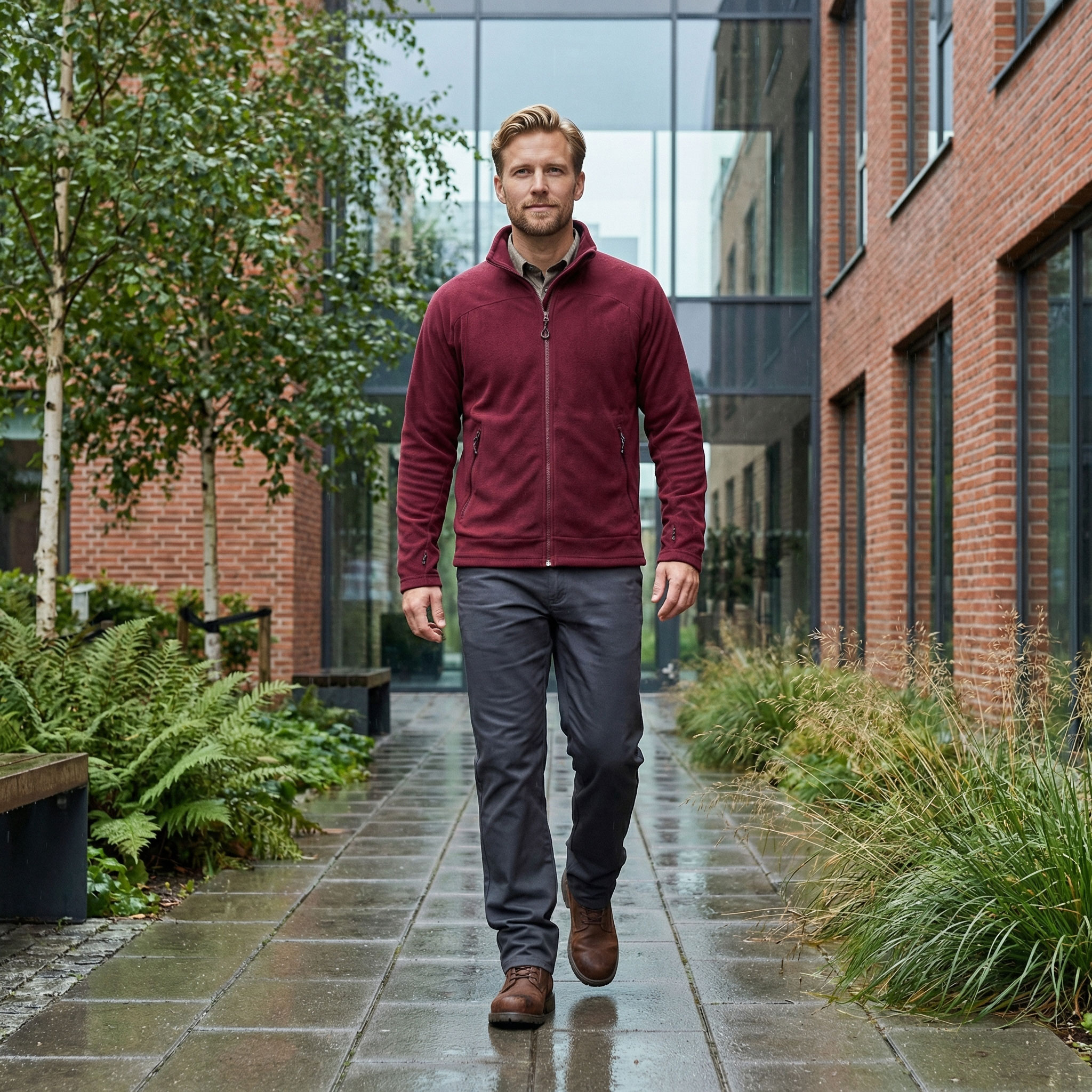 ID Zip'n'mix Active fleece sweater, Bordeaux, large image number 1