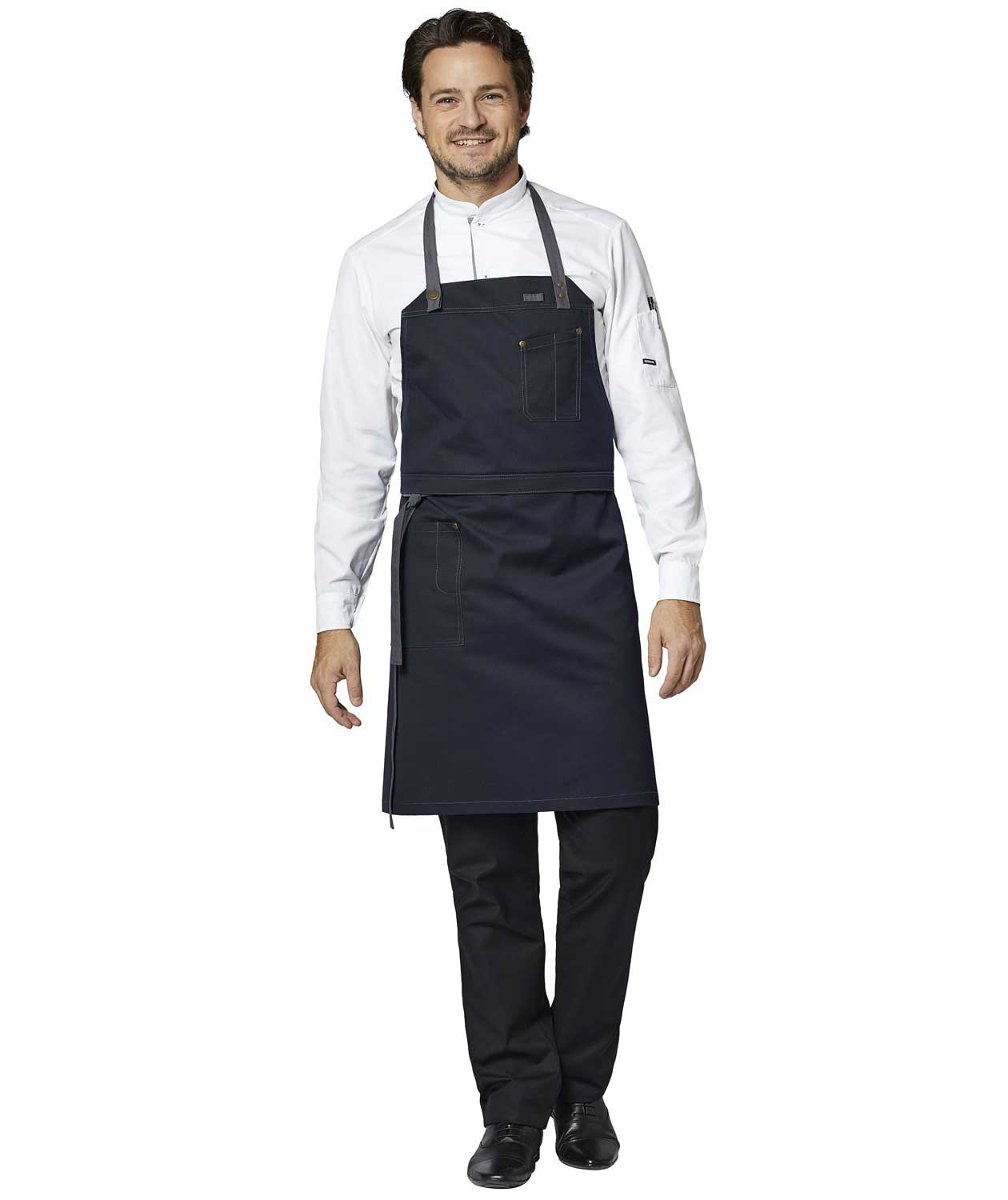 Kentaur Raw bib apron with pockets, Dark Marine Blue