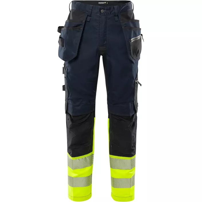 Fristads håndværkerbukser 2906 GWM, Hi-Vis Gul/Mørk Marine, large image number 0