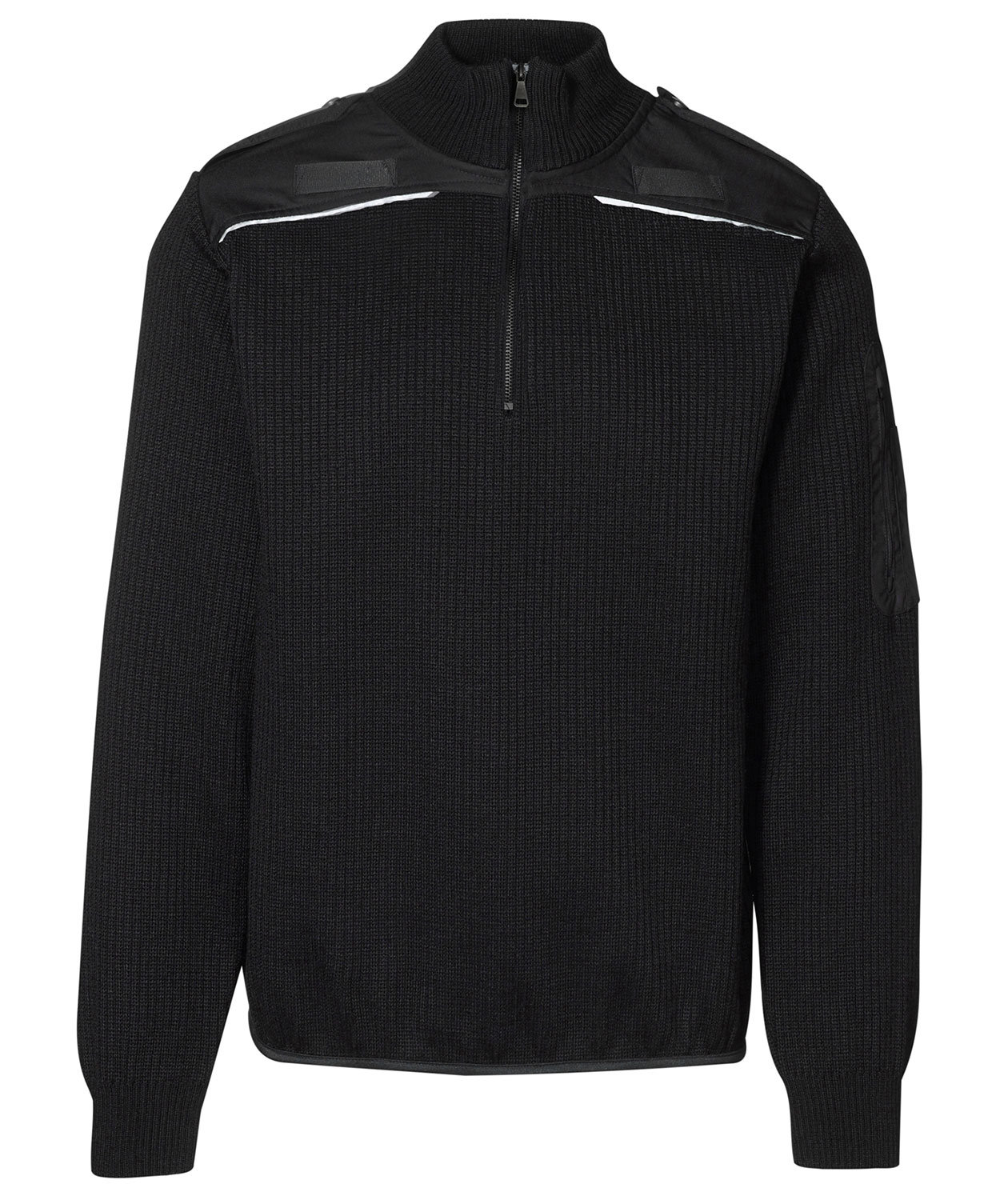 ID Uniform knit sweater with zipper, Black