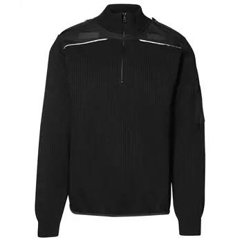 ID Uniform knit sweater with zipper, Black
