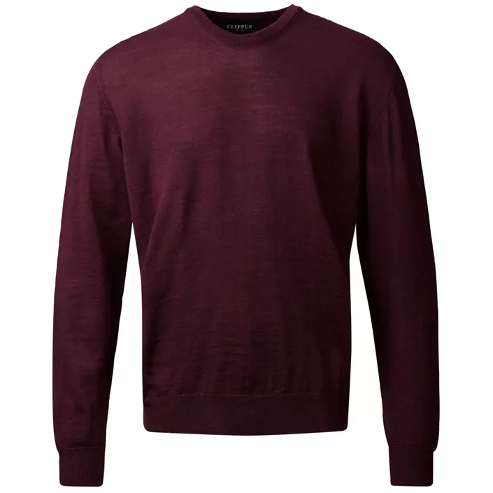 Clipper Milan stickad tröja med merinoull, Burgundy melange, large image number 0