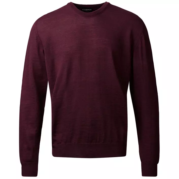 Clipper Milan stickad tröja med merinoull, Burgundy melange, large image number 0