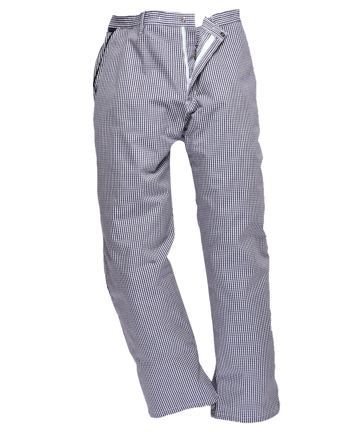 Portwest Barnet kokkebukser, Pepitatern Bl&aring;/Hvid, large image number 2