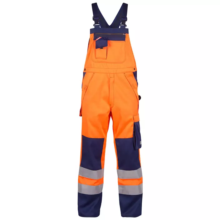 Engel Safety+ arbetshängselbyxa, Varsel Orange/Marinblå, large image number 0