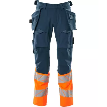 Mascot Accelerate Safe craftsman trousers Full stretch, Dark Petroleum/Hi-Vis Orange