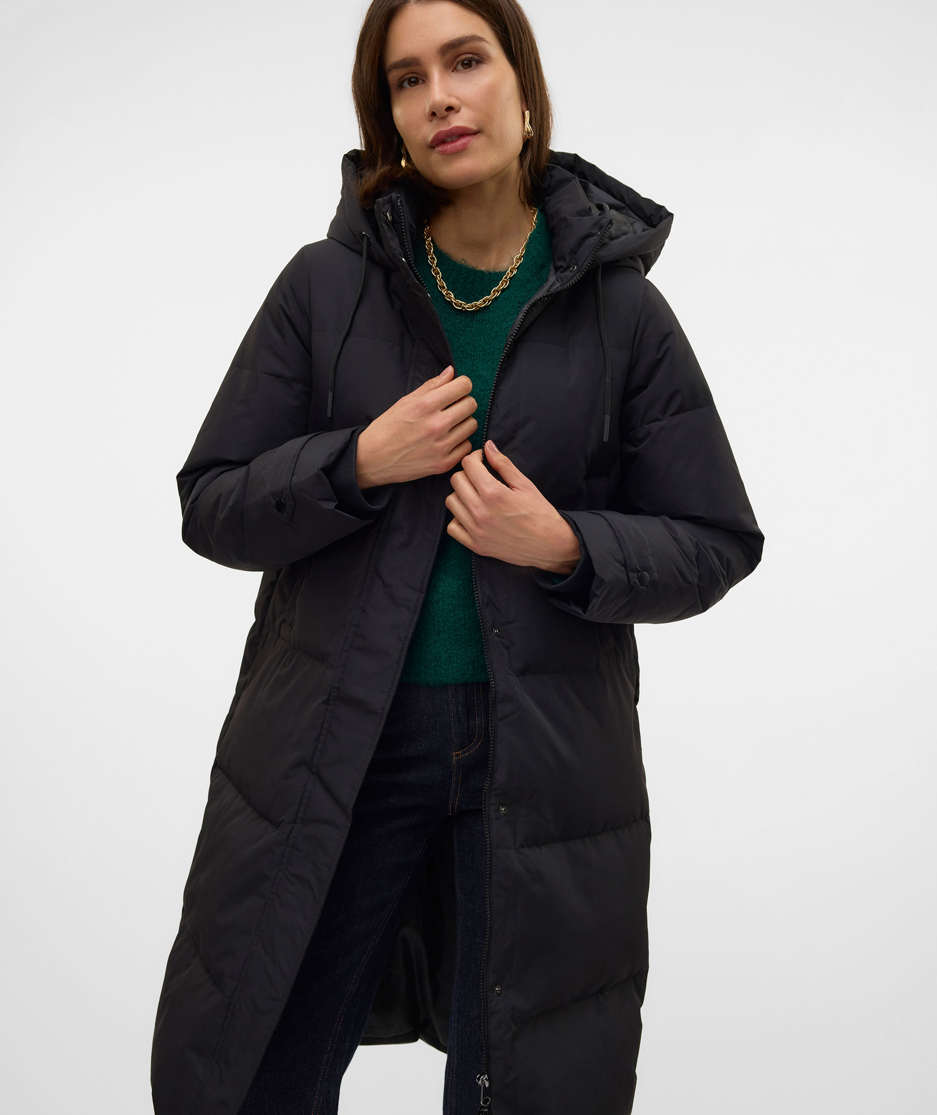 Vero Moda VMLEONIEANNE lang dame dunjakke, Black, large image number 4