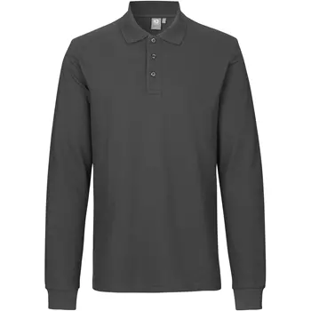 ID long-sleeved polo shirt with stretch, Charcoal