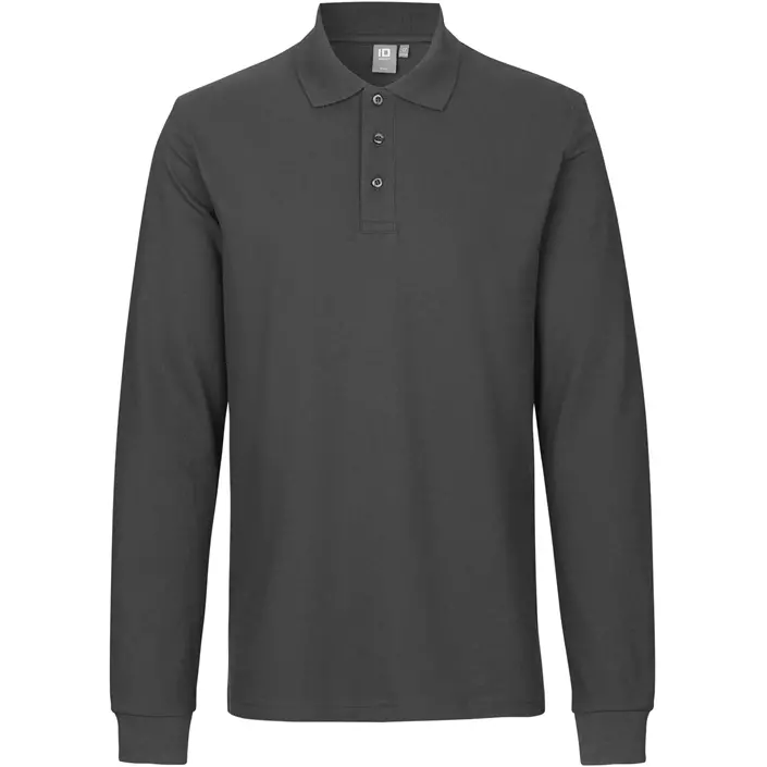 ID long-sleeved polo shirt with stretch, Charcoal, large image number 0
