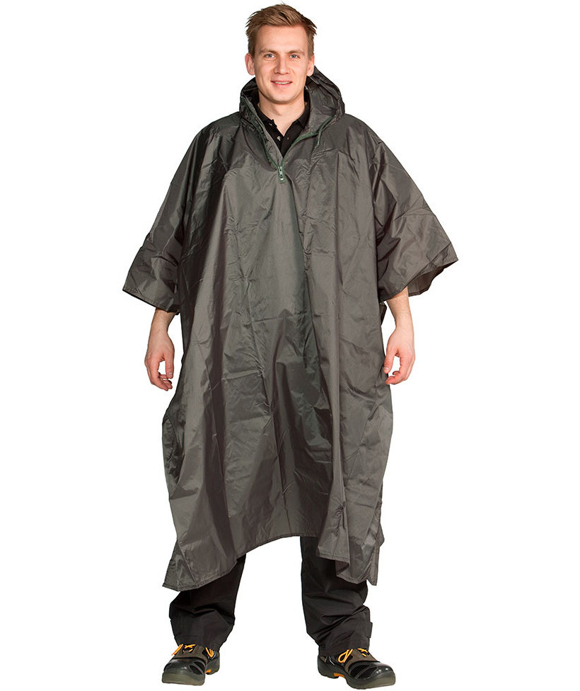 Ocean Poncho rain coat, Olive Green, Olive Green, large image number 0