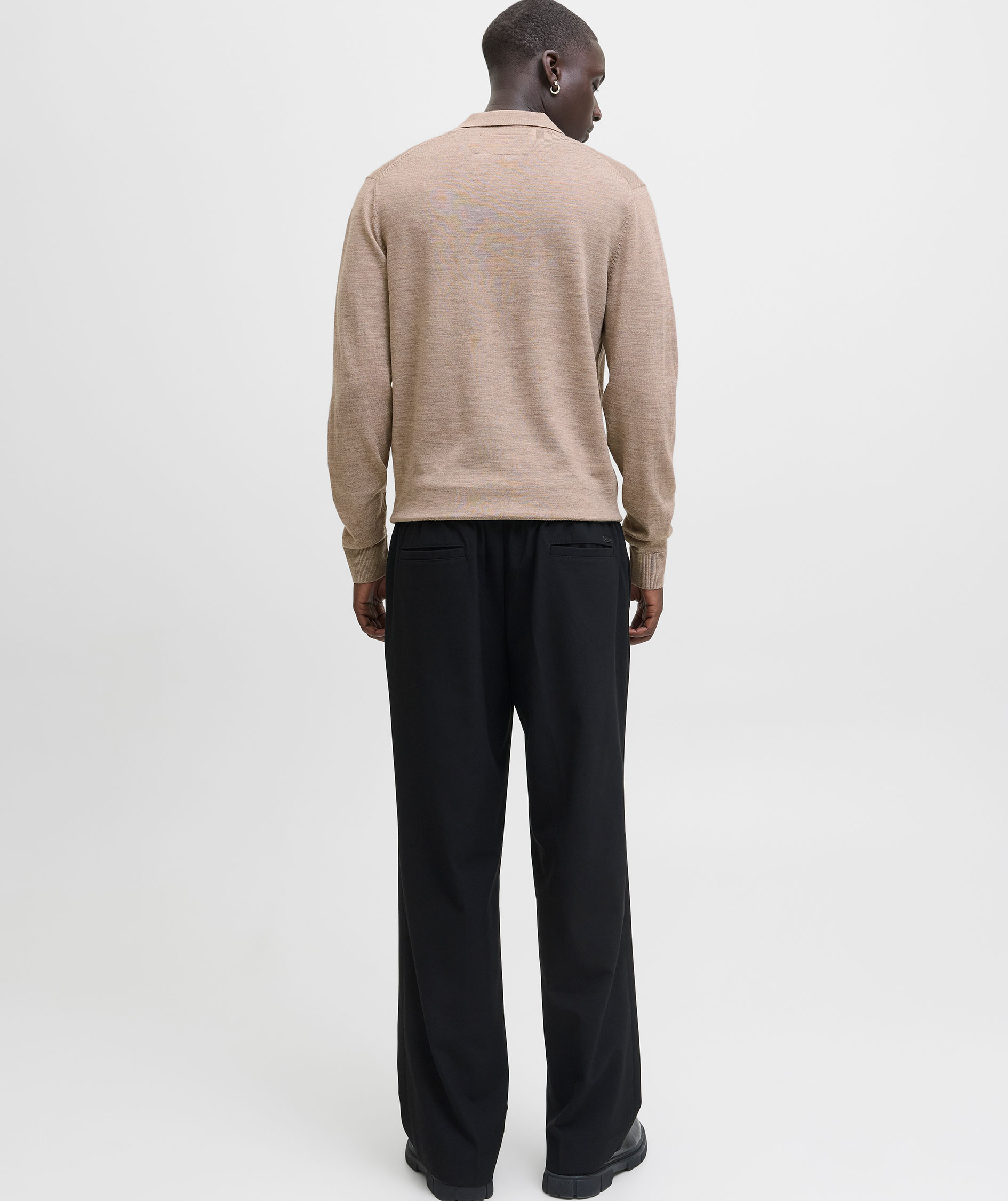 Jack & Jones Premium JPRBLAMERINO knitted polo with merino wool, Greige Melange, large image number 2