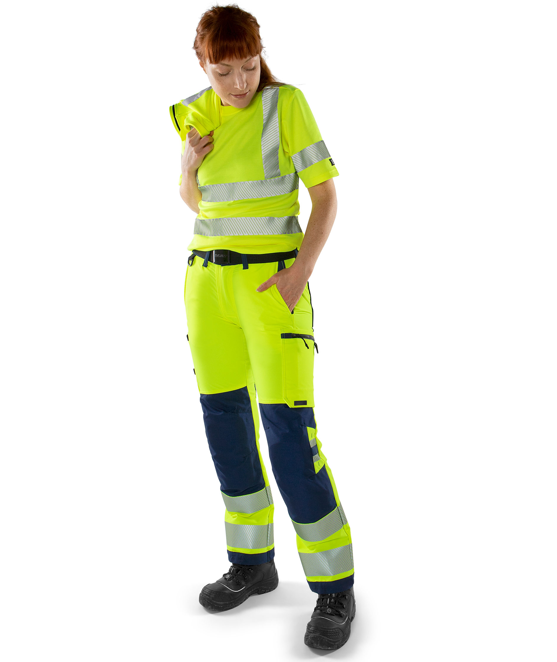 Fristads Green women's work trousers 2665 GSTP full stretch, Hi-Vis yellow/marine, large image number 1
