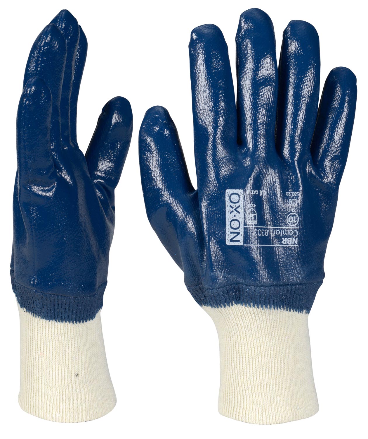 OX-ON NBR Comfort 8303 work gloves, Blue/Nature, Blue/Nature, large image number 2