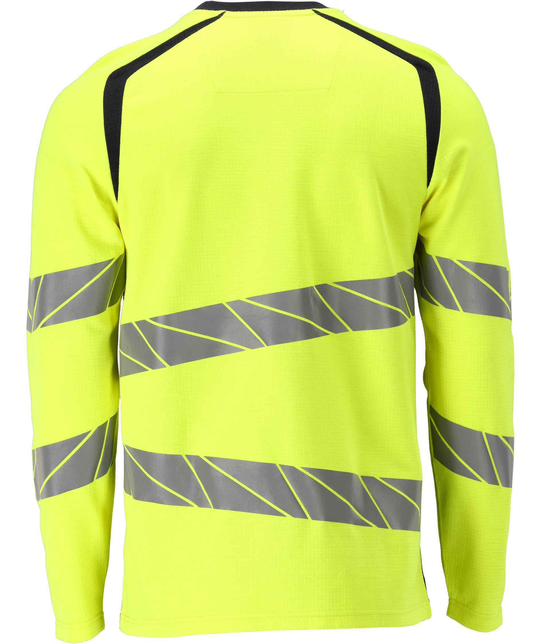 Mascot Accelerate Multisafe l&aring;ng&auml;rmad T-shirt, Varsel Gul/M&ouml;rk Marinbl&aring;