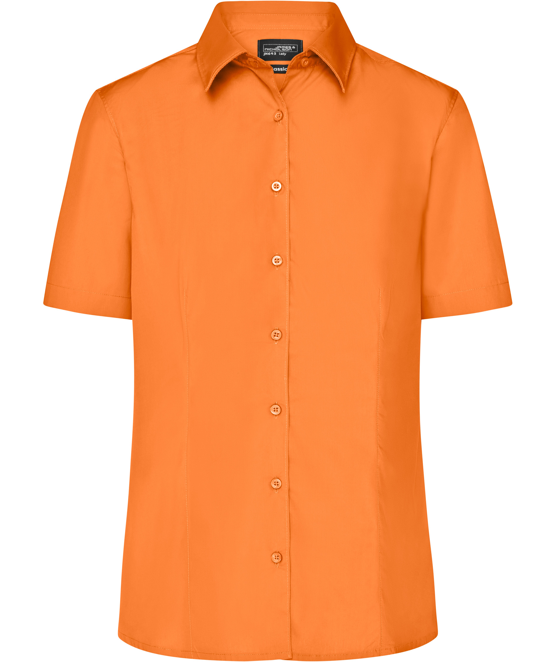 James & Nicholson women's short-sleeved Modern fit shirt, Orange
