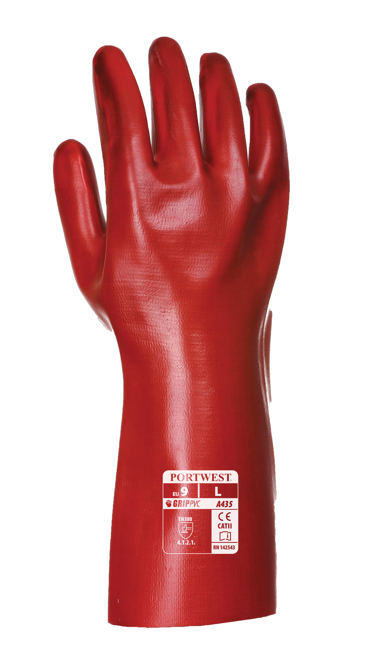 Portwest A435 PVC arbetshandskar, 35 cm, R&ouml;d