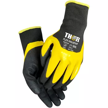 Thor 7315 Flex Nitril arbeidshansker, Svart/Gul