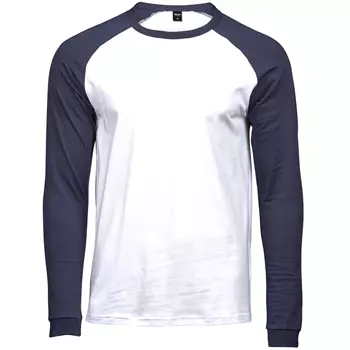 Tee Jays Baseball langärmliges T-Shirt, Weiss/marine