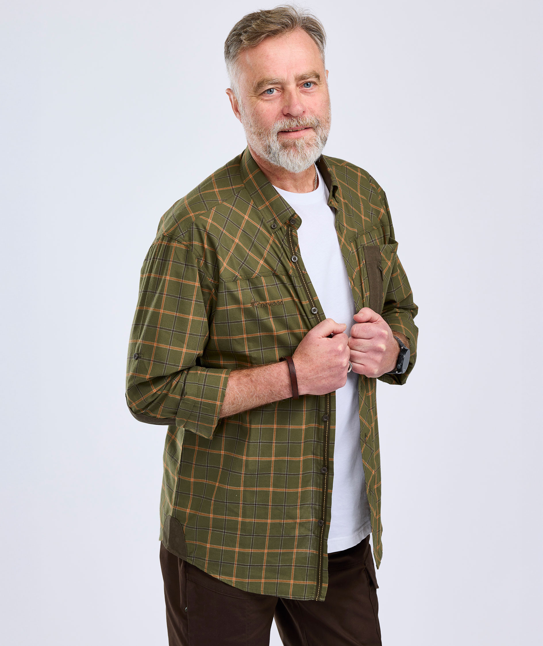 Pinewood Wolf skjorte, Green/Terracotta, large image number 6