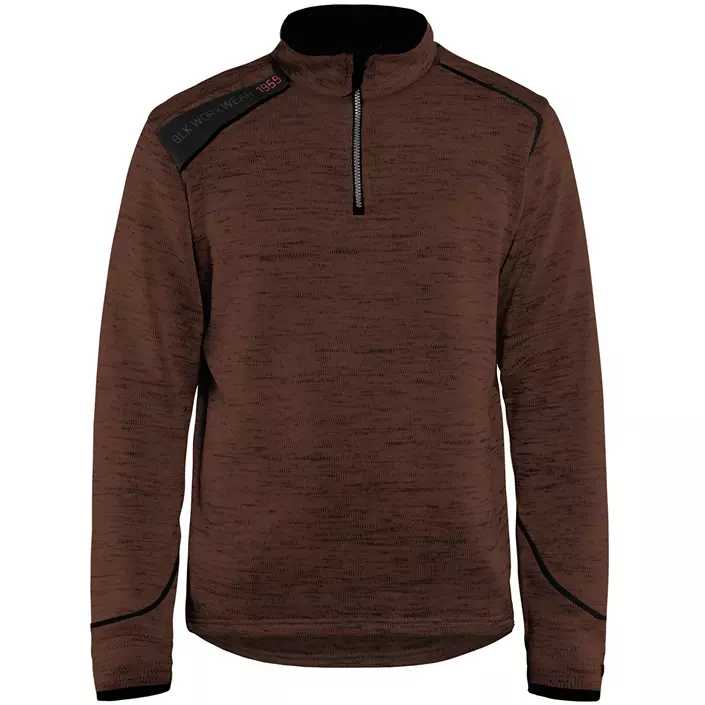 Blåkläder strikket sweatshirt half zip, Brun/Sort, large image number 0
