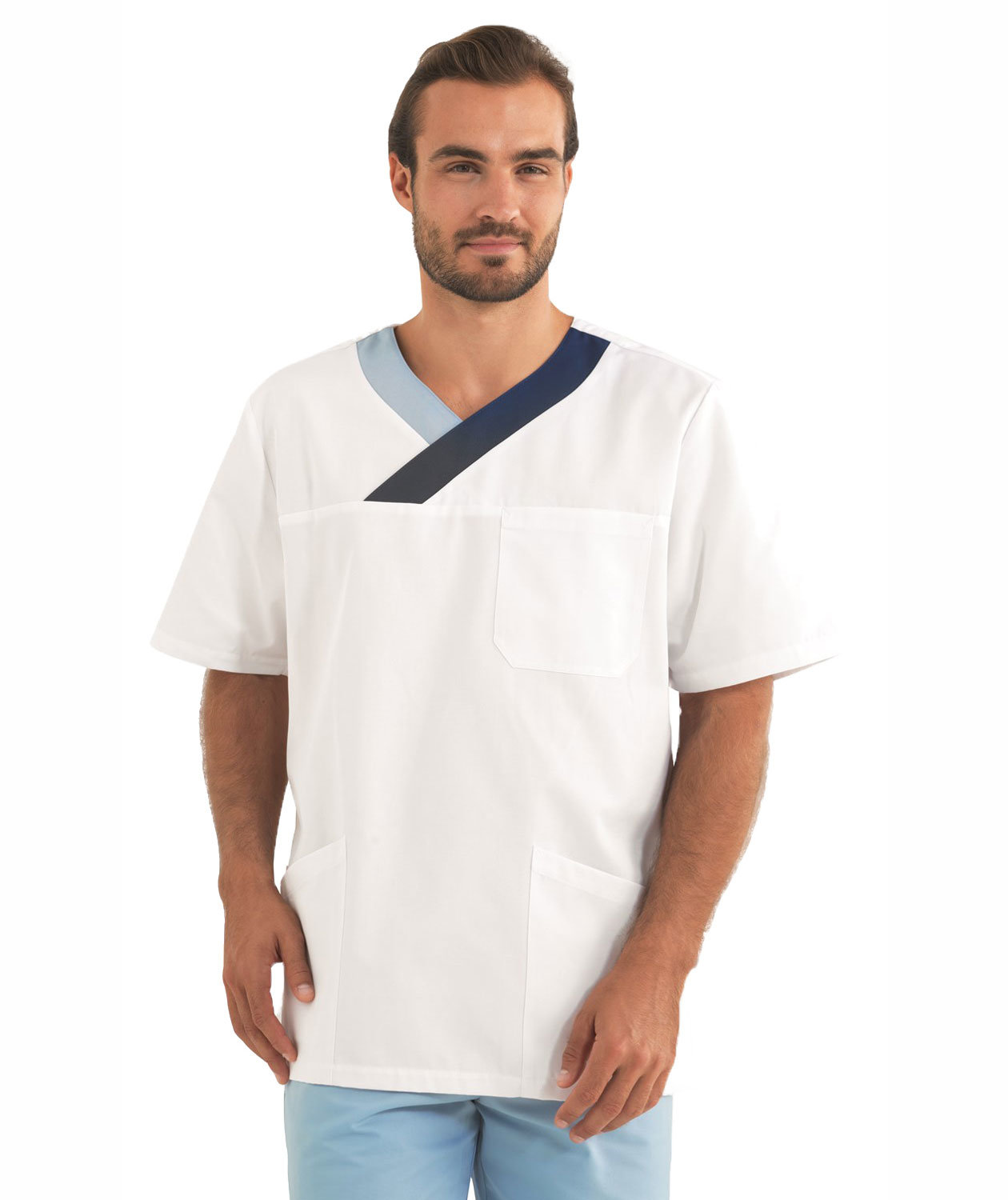 Kentaur  smock, White - Comoblue/Light blue
