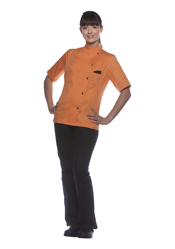 Karlowsky Greta kort&aelig;rmet dame kokkejakke, Peach