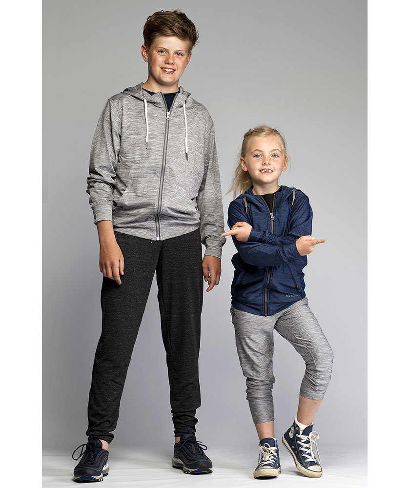 Pitch Stone Cooldry Hoodie f&uuml;r Kinder, Grey melange