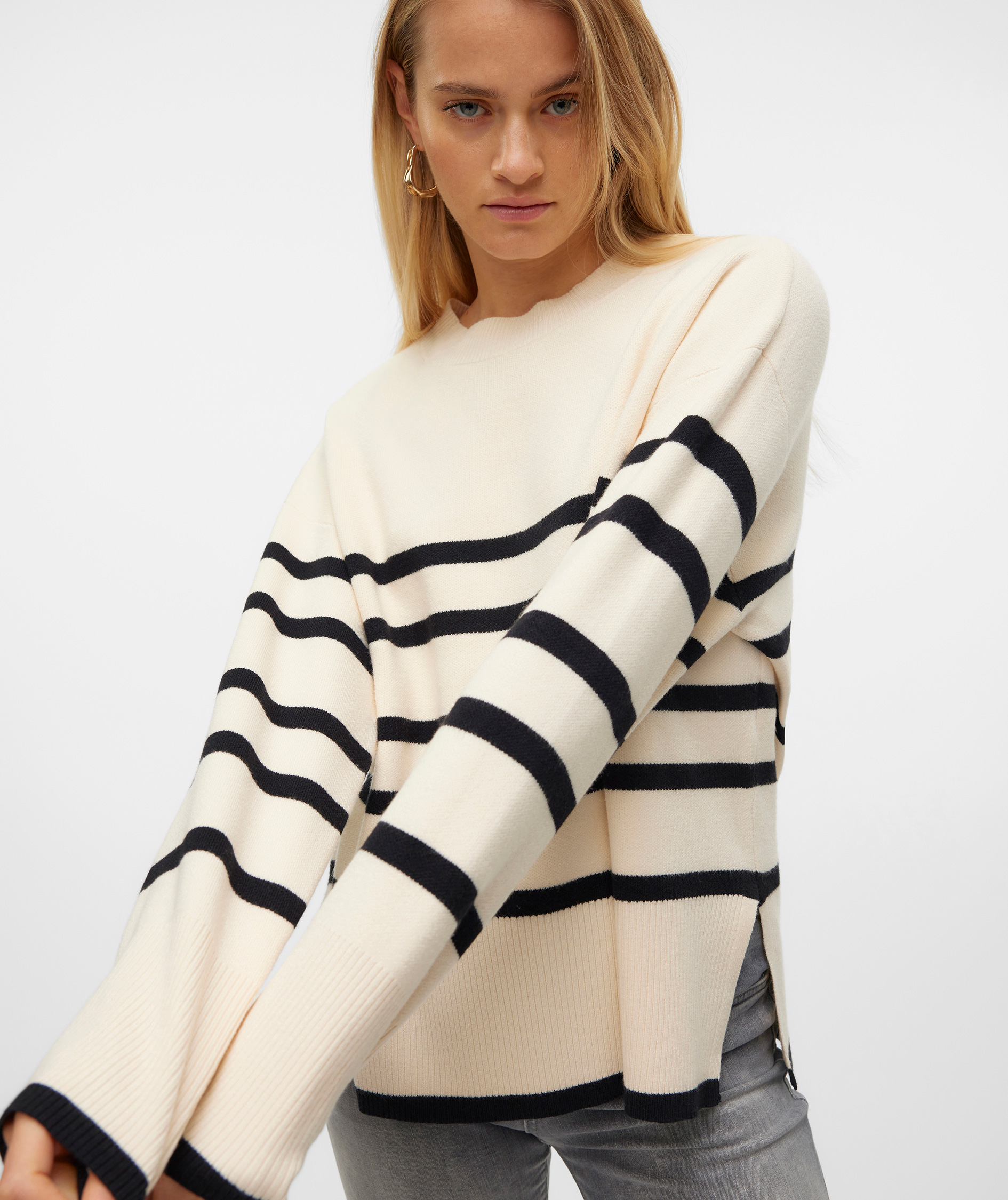 Vero Moda VMSABA stickad tr&ouml;ja, Birch/Black, large image number 3