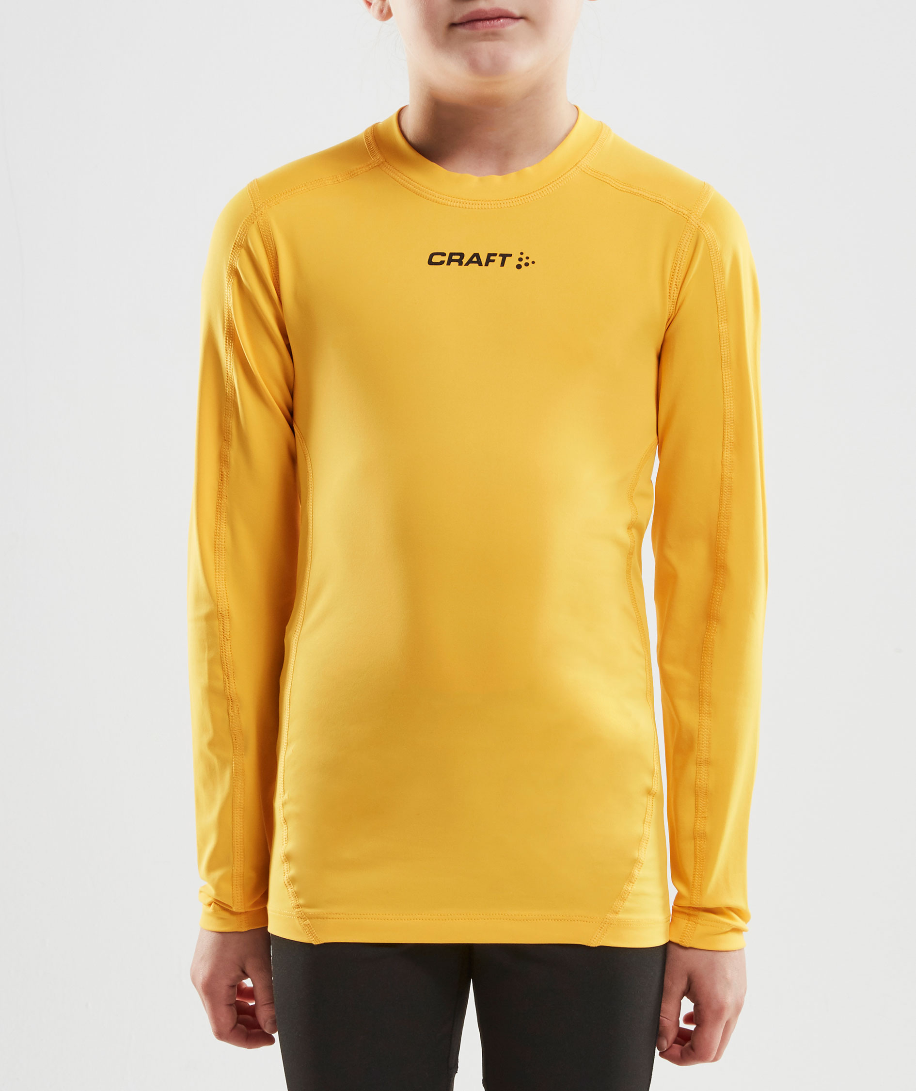 Craft Pro Control Compression l&aring;ng&auml;rmad T-shirt till barn, Sweden yellow, large image number 1