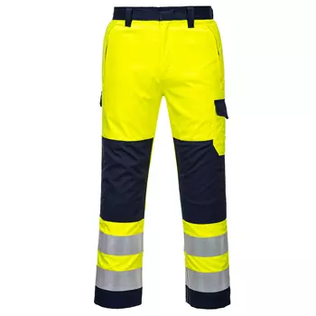 Portwest Modaflame work trousers, Hi-Vis yellow/marine