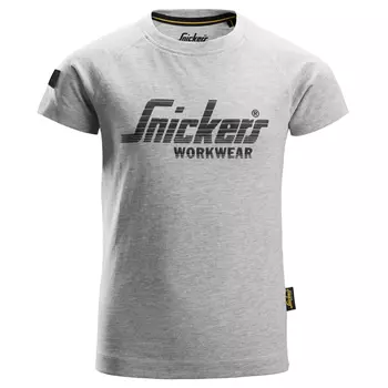 Snickers logo T-shirt for kids, Light grey mottled