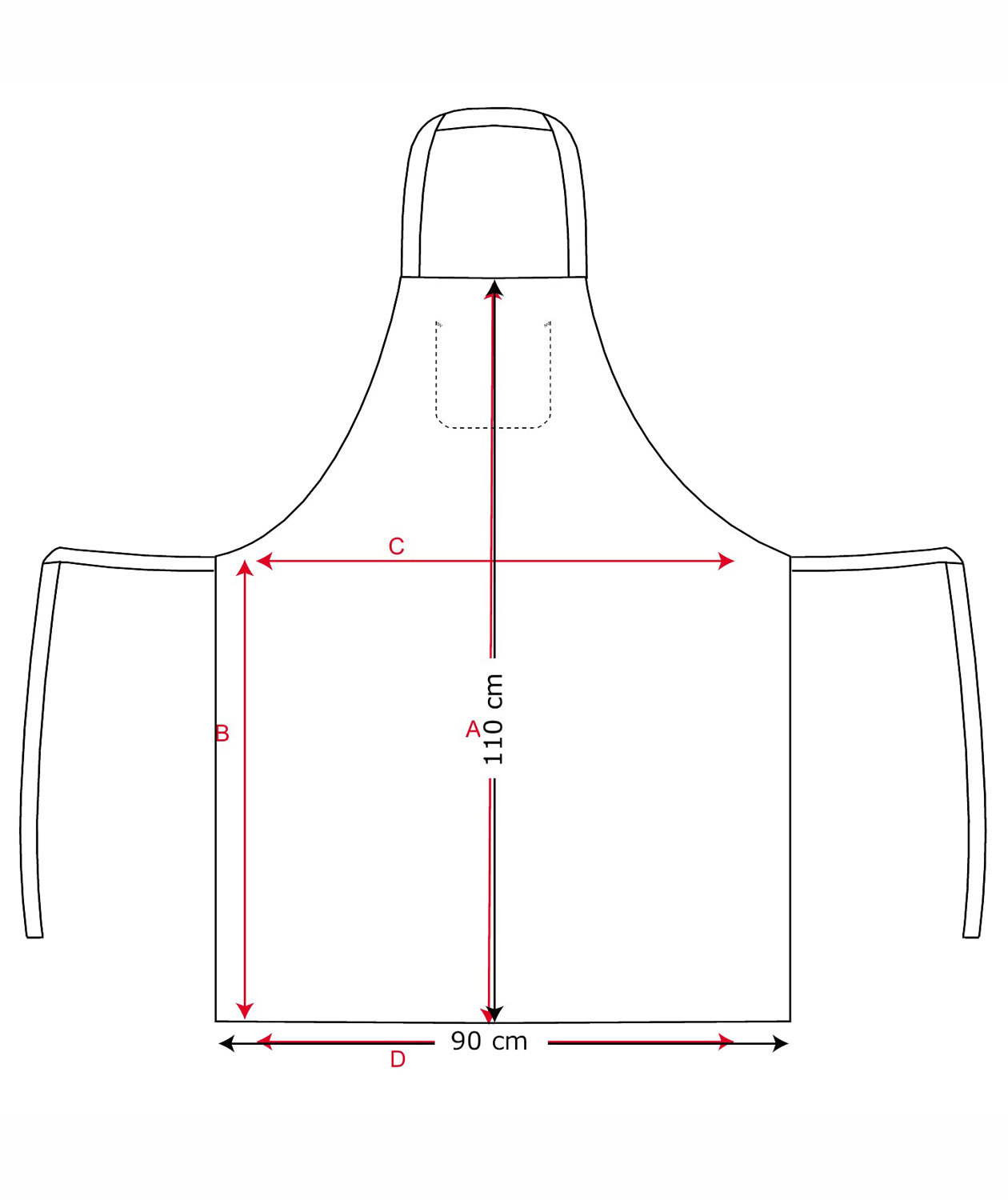 Kentaur bib apron with pocket, White