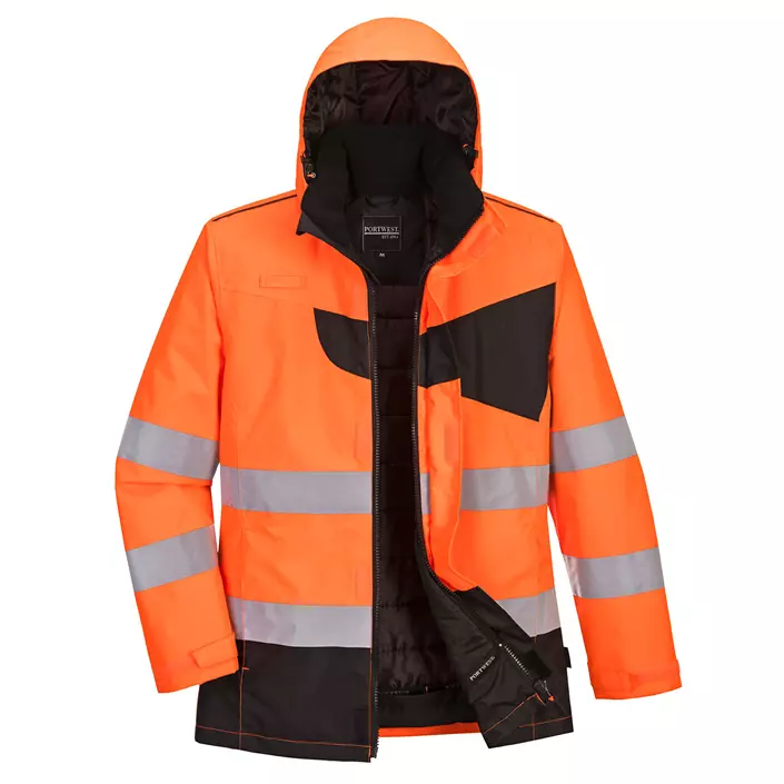 Portwest PW2 winter jacket, Hi-Vis Orange/Black, large image number 1